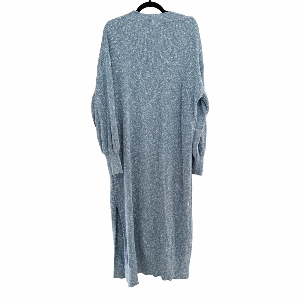 FREE PEOPLE BEACH Marled Long Sleeve Maxi Knit Crewneck Blue Dress Sz S - Picture 3 of 7